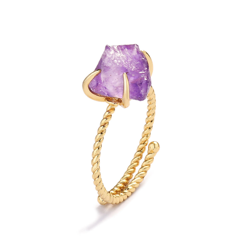 Anne Natural Crystal Claw Gold Ring