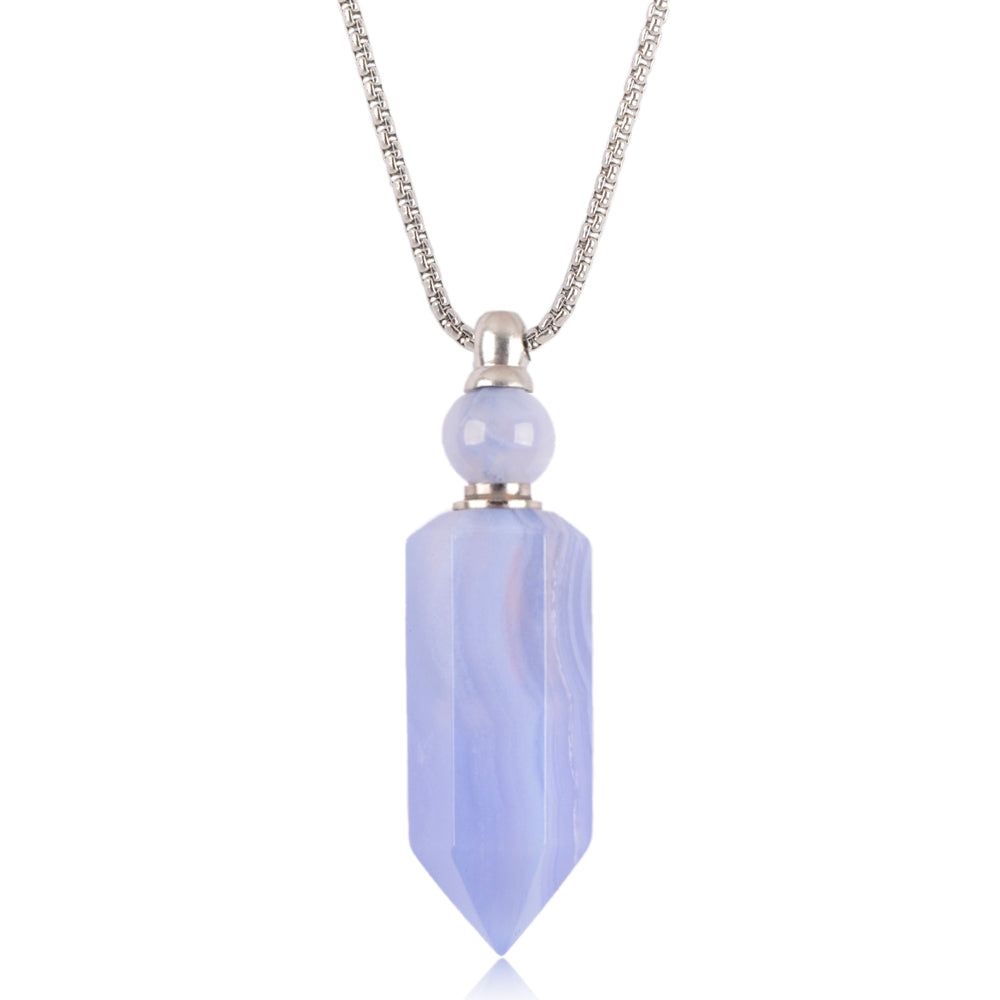 Tania Gemstone Prism Bottle Silver Necklace