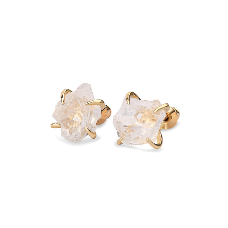 Anne Natural Crystal Claw Gold Earrings