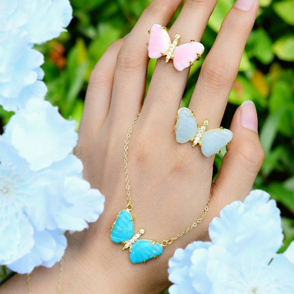 Yelly Butterfly Gemstone Rings