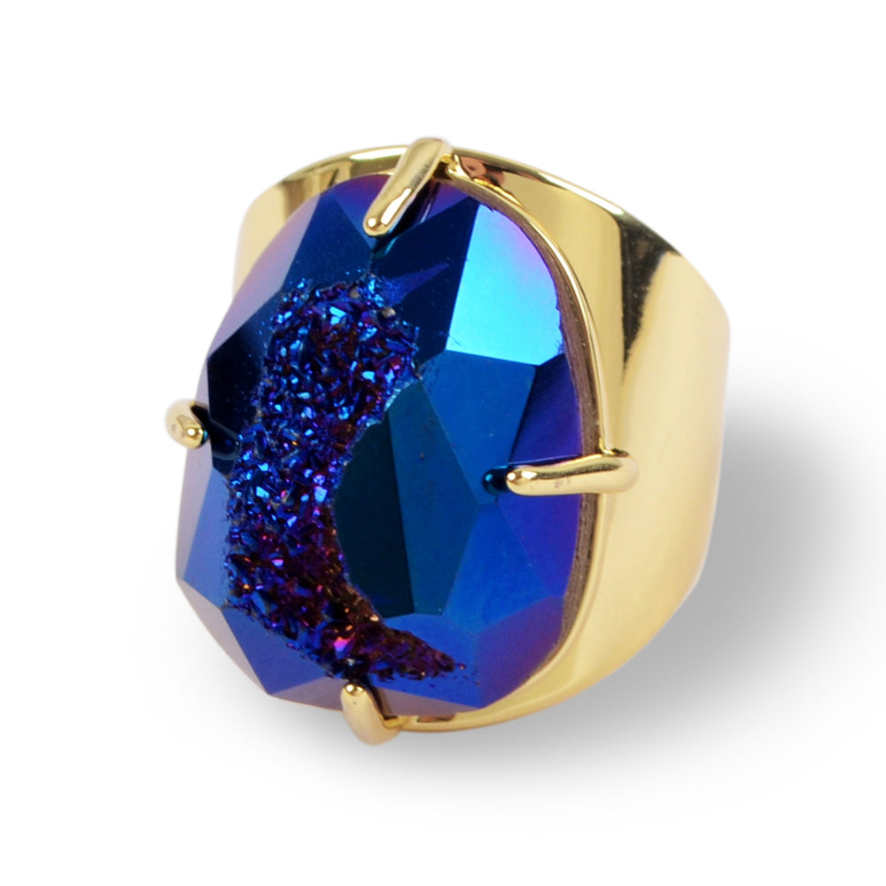 Pineapple Druzy Quartz Ring