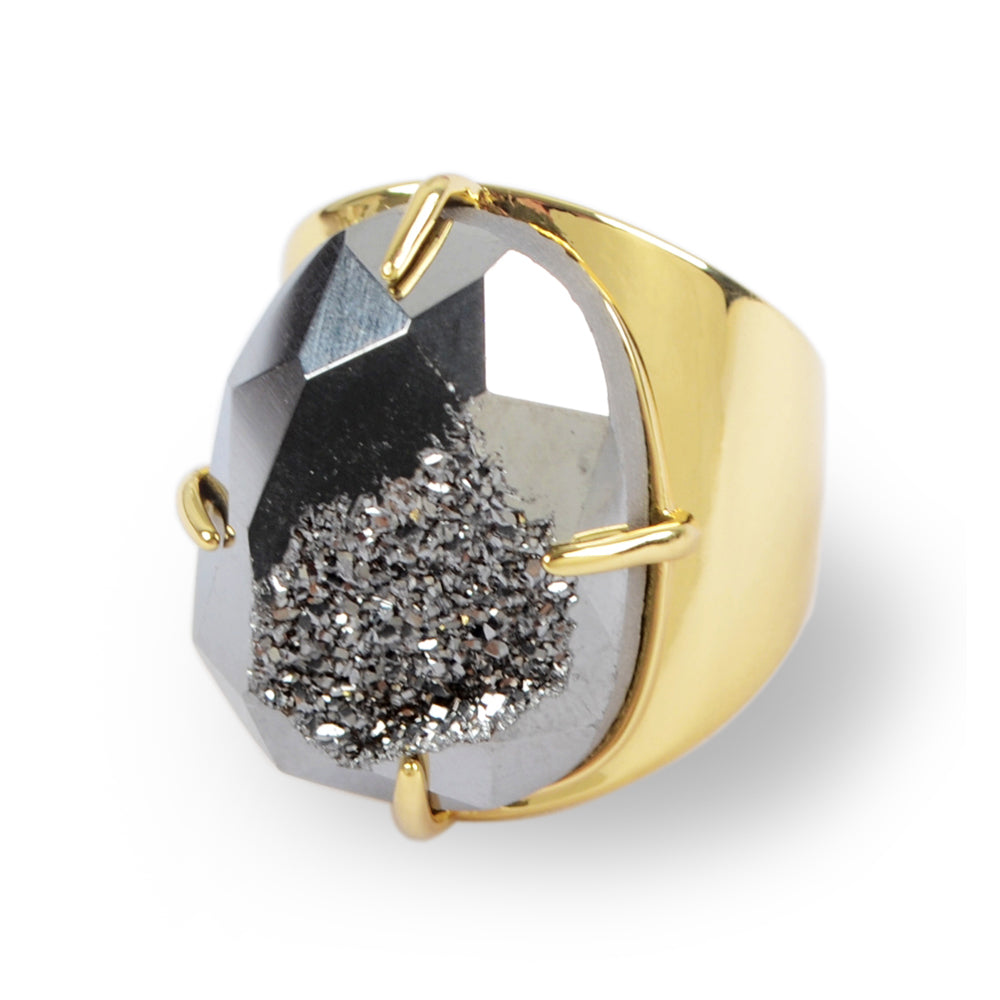 Pineapple Druzy Quartz Ring