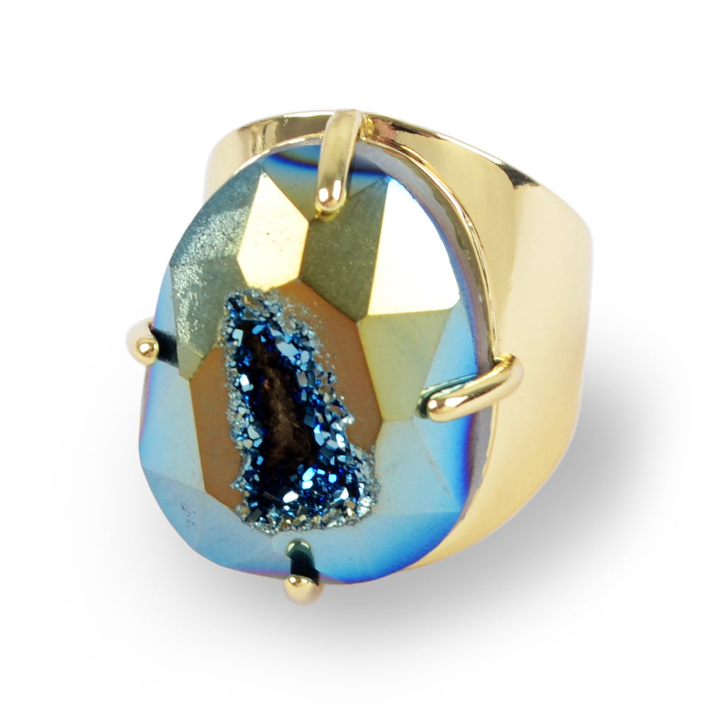 Pineapple Druzy Quartz Ring