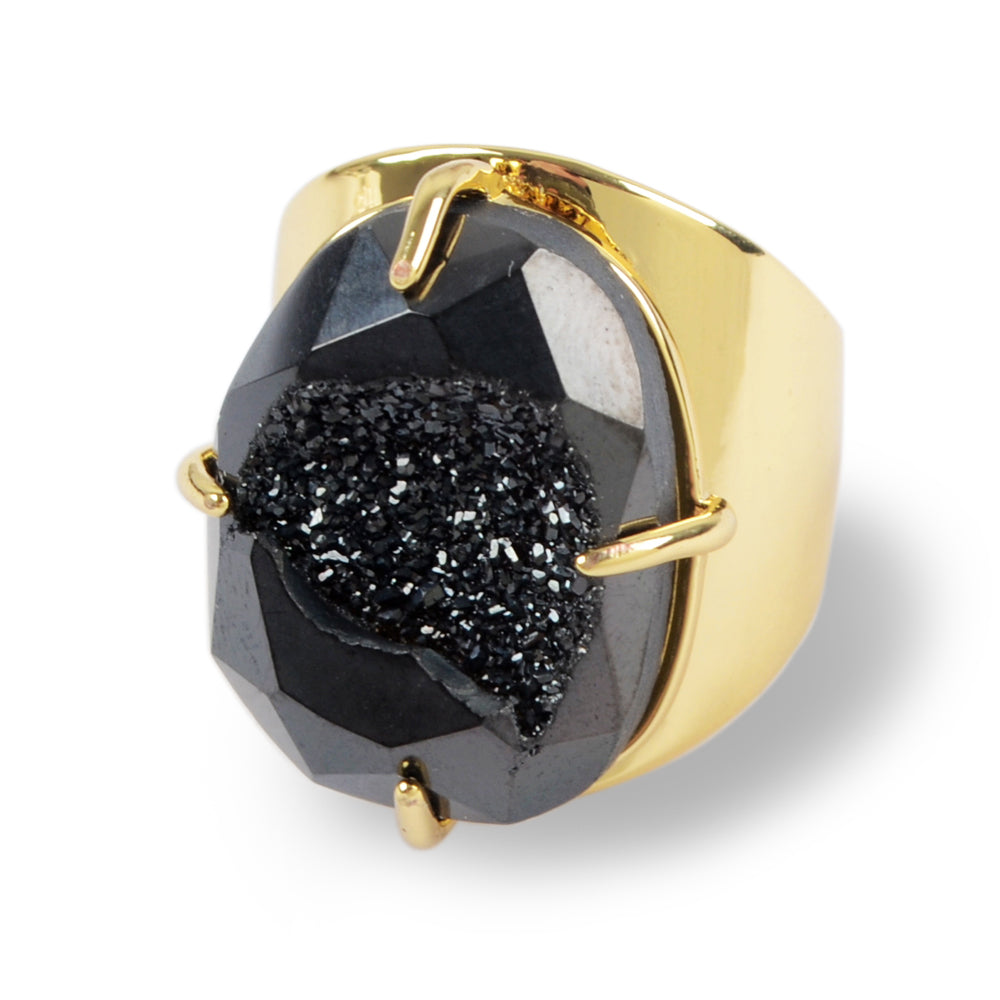 Pineapple Druzy Quartz Ring