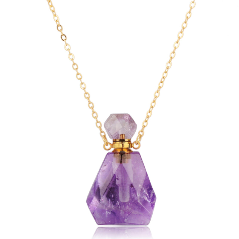 Diana Stone Perfume Bottle Necklace Gold