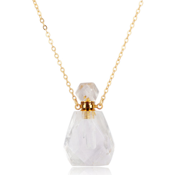 Crystal Gold Perfume Bottle Necklace