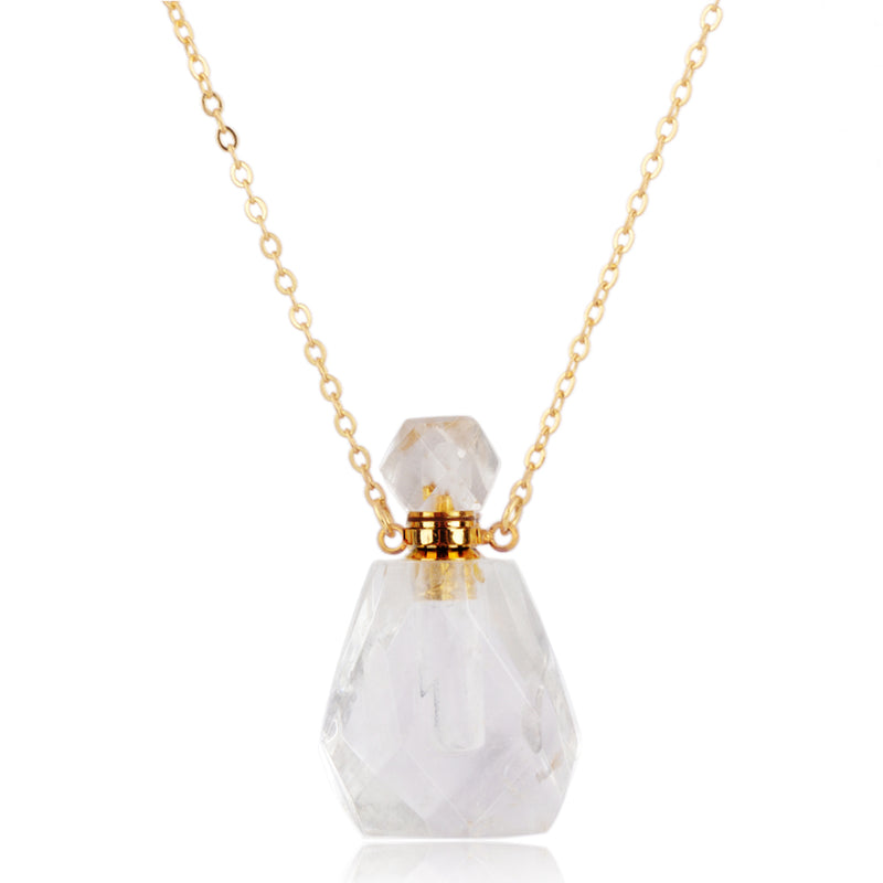 Diana Stone Perfume Bottle Necklace Gold