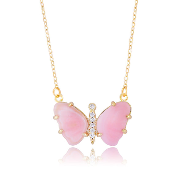 Yelly Butterfly Gemstone Necklace
