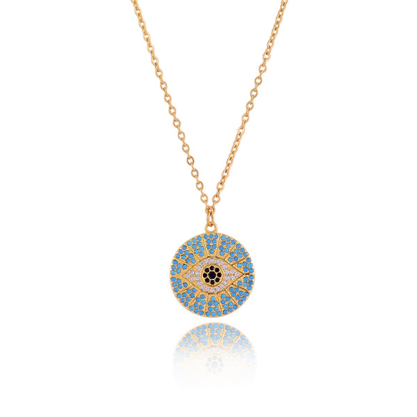 Alexa Blue Eye Coin Pendant Necklace