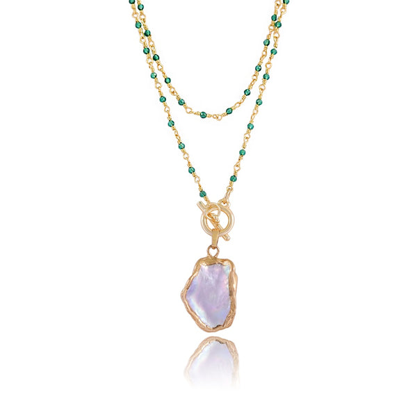Aurora Baroque Pearl Crystal Beads Chain Necklace