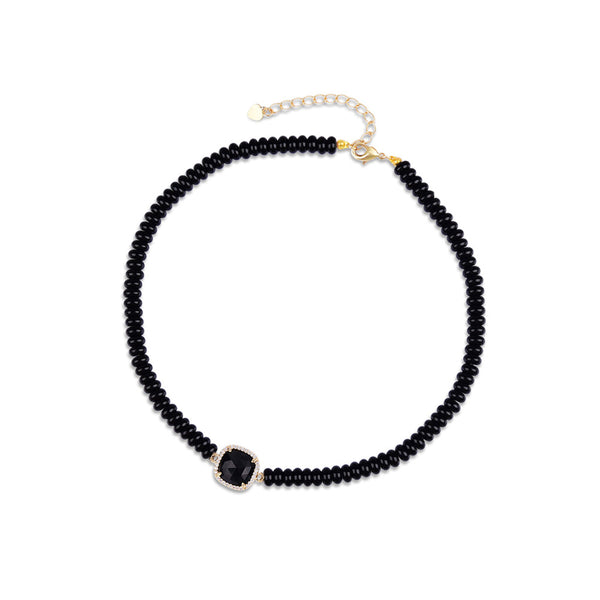 Aiden Black Agate Bead Necklace