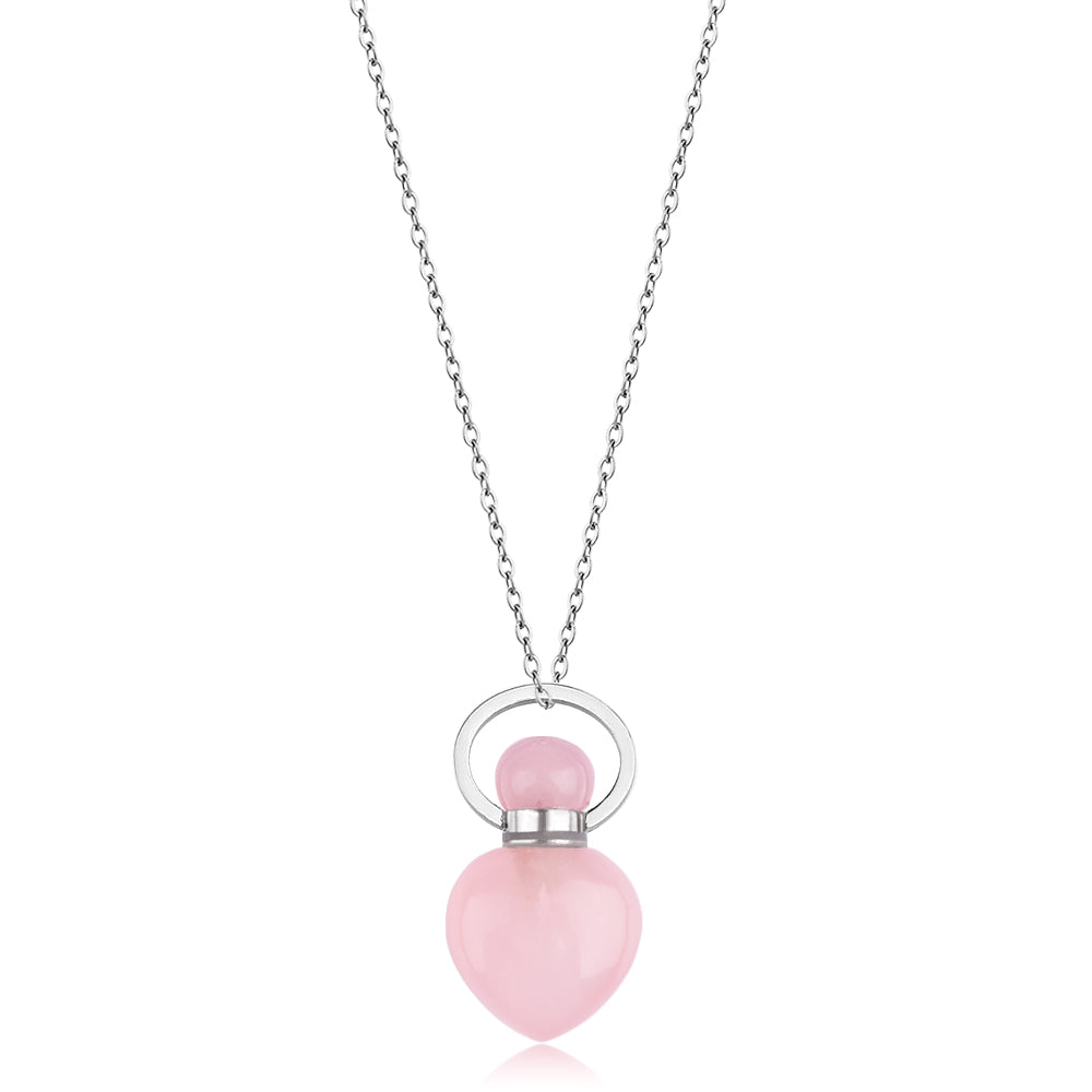 Mini Heart Perfume Bottle Necklace Silver