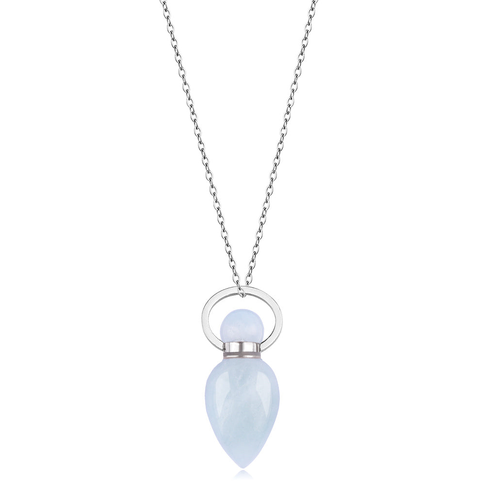 Mini Leaf Potion Bottle Necklace Silver