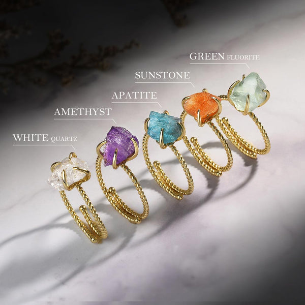 Anne  Natural Crystal Claw Gold Ring