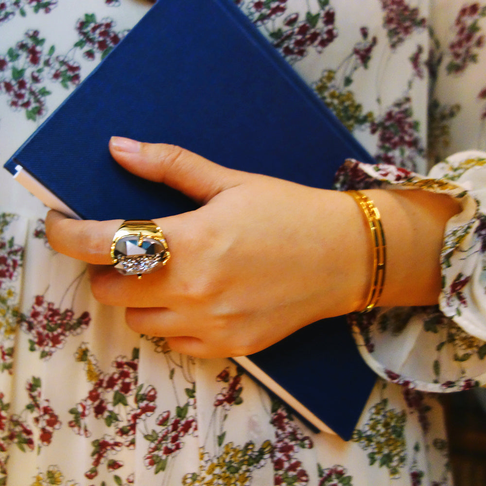 Pineapple Druzy Quartz Ring