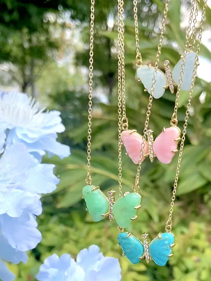 Yelly Butterfly Gemstone Necklace
